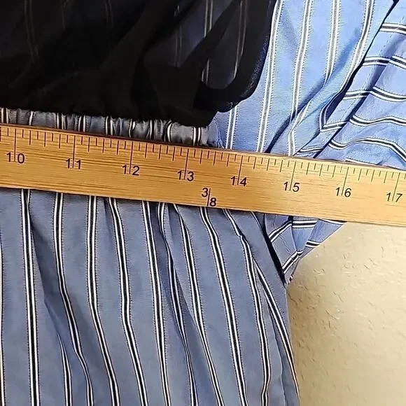 Zara Small Shirt Dress Button Front Blue Stripe Twist Front Long sleeve - Picture 11 of 11